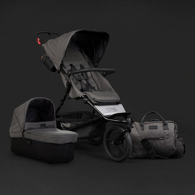 Mountain Buggy urban jungle luxury collection pram with carrycot plus and satchel colour_herringbone
