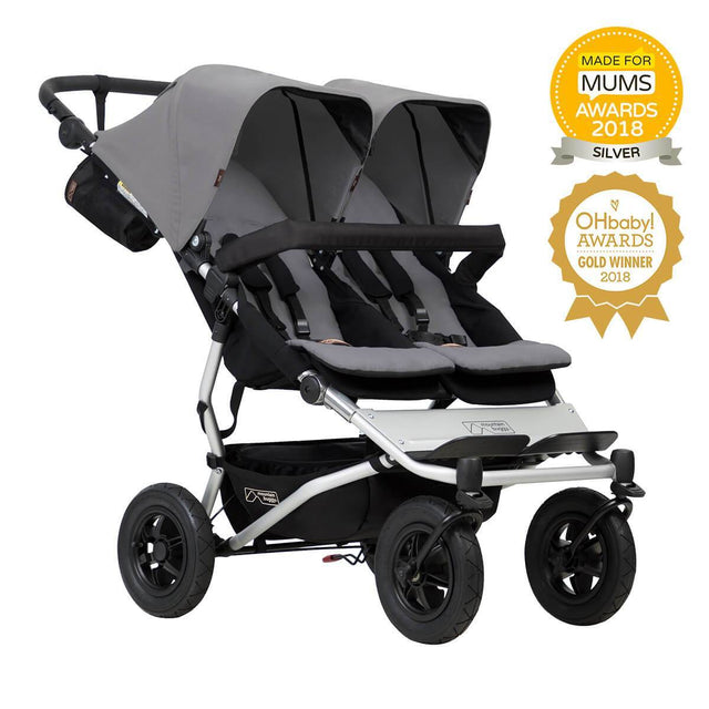 Mountain Buggy duet double buggy made for mums and oh baby award winner in colour silver_silver