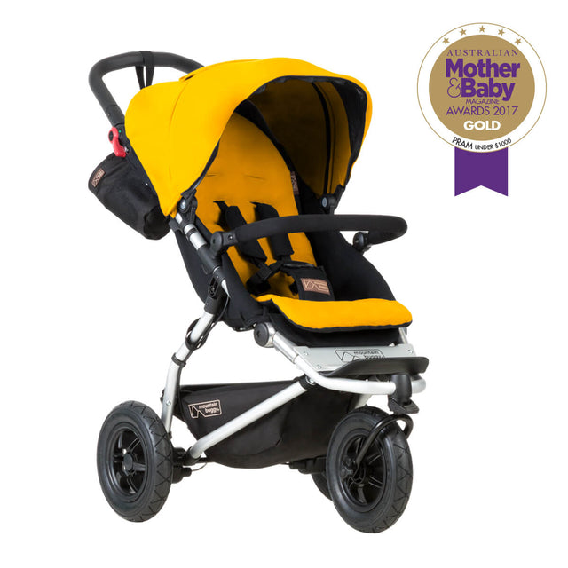 mountain buggy swift compact buggy mother baby magazine awards 2017 3/4 view shown in color gold_gold