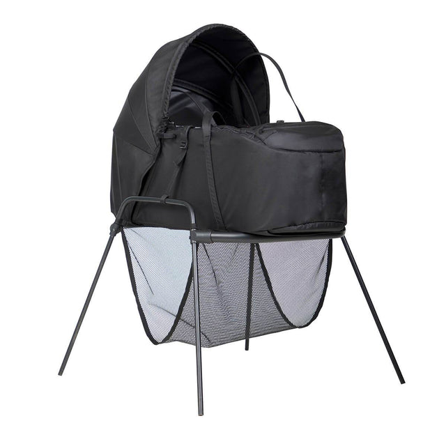 mountain buggy carrycot stand with newborn cocoon color 3/4 view_black