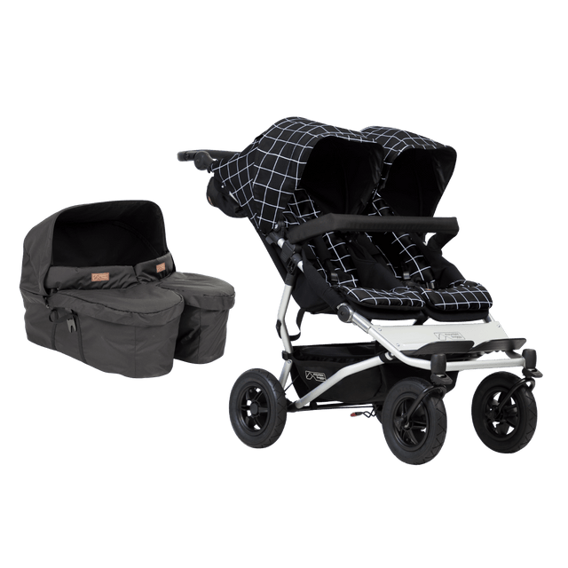 Mountain Buggy duet with carrycot plus for twins bundle image showing the package items