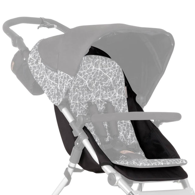 Mountain Buggy replacement seat fabric for terrain stroller shown attached to frame in colour grey graphite_graphite