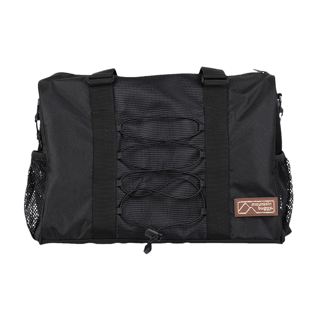 Mountain Buggy front view of parenting bag in colour black oynx_onyx